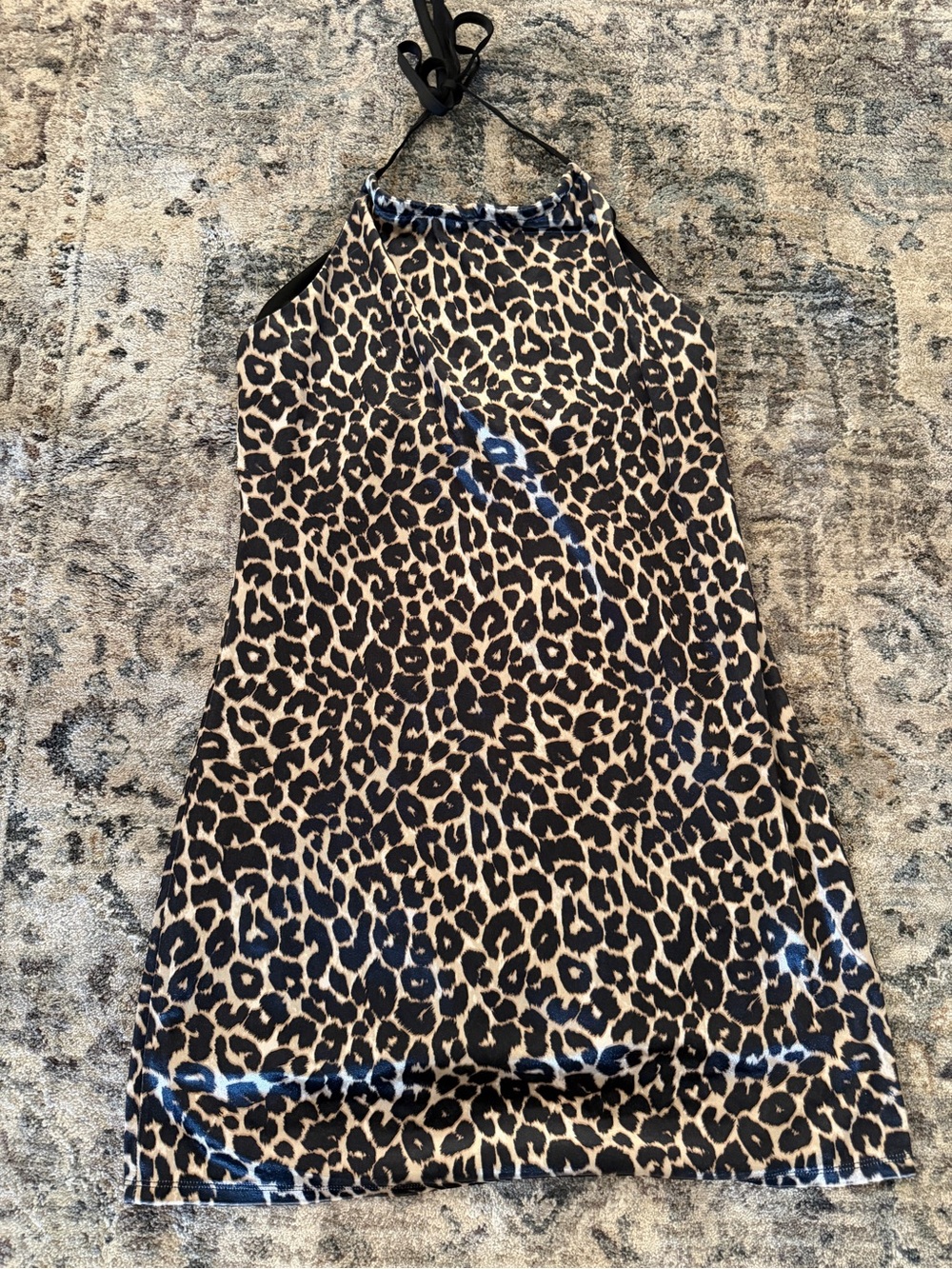 wild fable Leopard Print Halter Mini Dress - Black & Brown